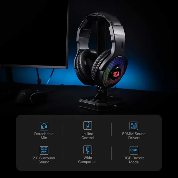 Redragon H350 Pandora RGB Wired Gaming Headset 2
