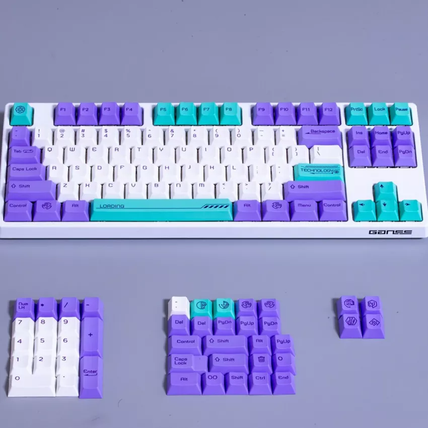Dye-Subbed-PBT-Keycap-White-Violet-mixed-Blue-132-keys-Cherry-Profile-Keycaps-For-mx-Switches~2