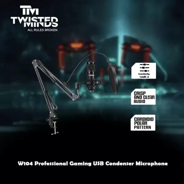 Twisted Minds W104 Professional Gaming USB Condenser Microphone – Black 3