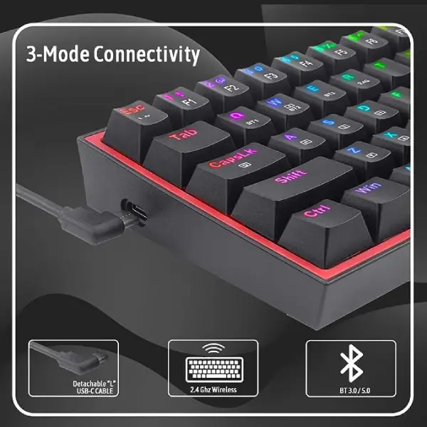 Redragon Fizz Pro BT,Wired Mechanical Gaming Keyboard -Black 4