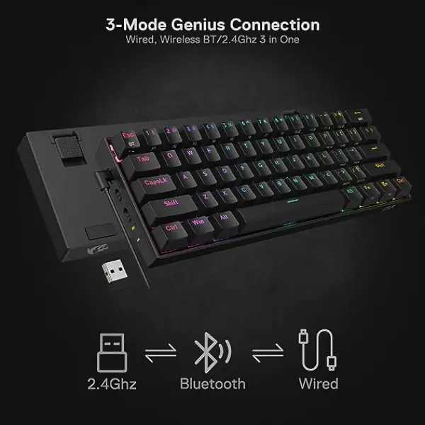 Redragon K530 Draconic 60% Compact RGB Wireless Mechanical Keyboard 2