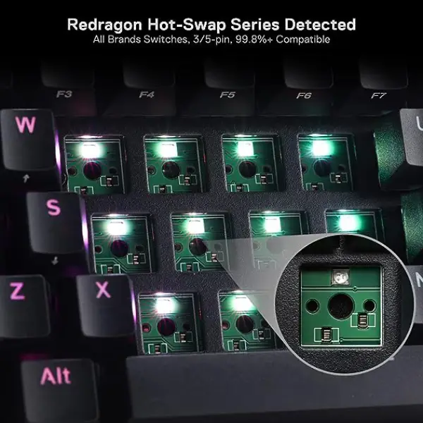 Redragon K530 Draconic 60% Compact RGB Wireless Mechanical Keyboard 3